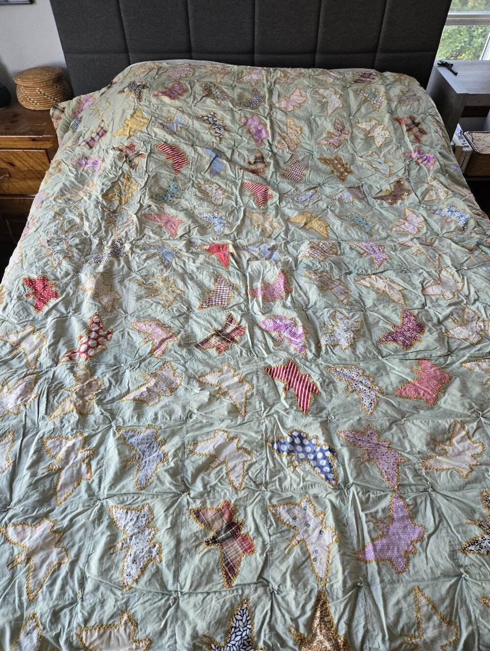 Vintage Full Butterfly Square Cotton Feedsack Quilt Distressed 84"×82"